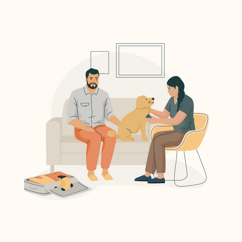 A couple with their dog