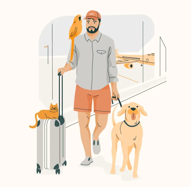 Man traveling with pets